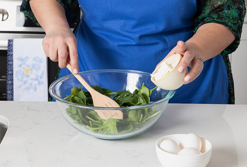 Wooden Spoons with napkin and orzo
