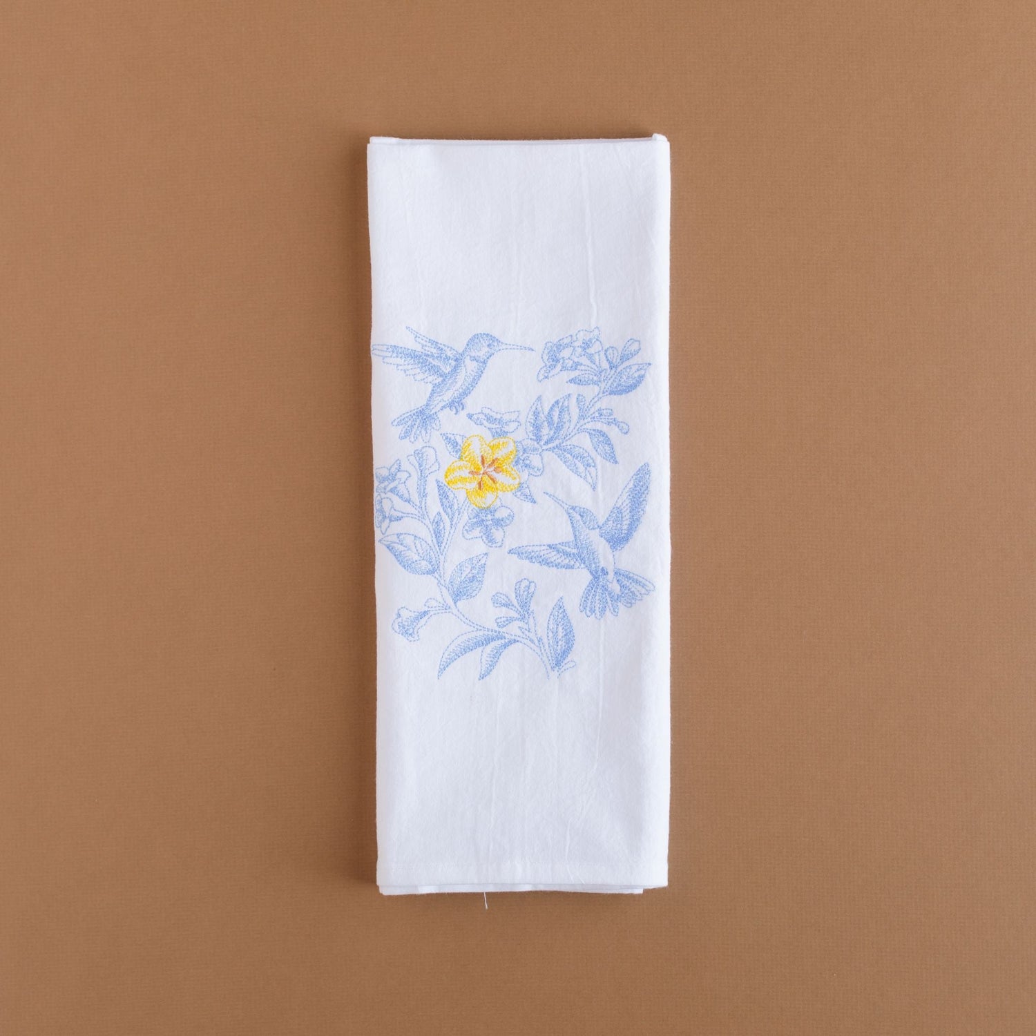 Embroidered Toile Hummingbird Spring Kitchen Towel